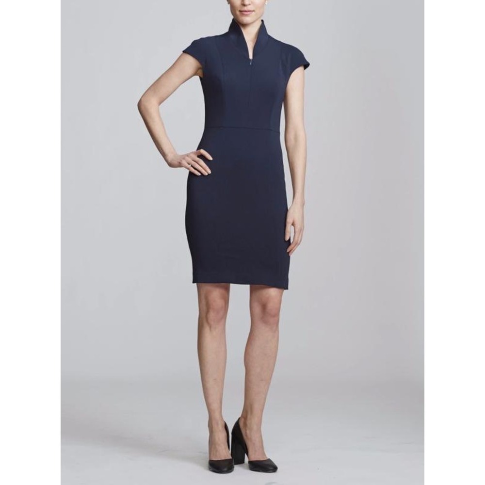 Nora Gardner‎ Evelyn Cap Sleeve Sheath Dress Navy Blue Size 10 Business Workwear